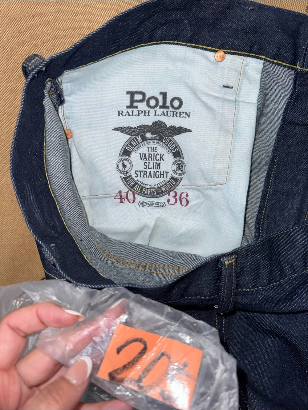 Polo Ralph Lauren The Varick Slim Straight Jeans In Dark Blue Size 40x36